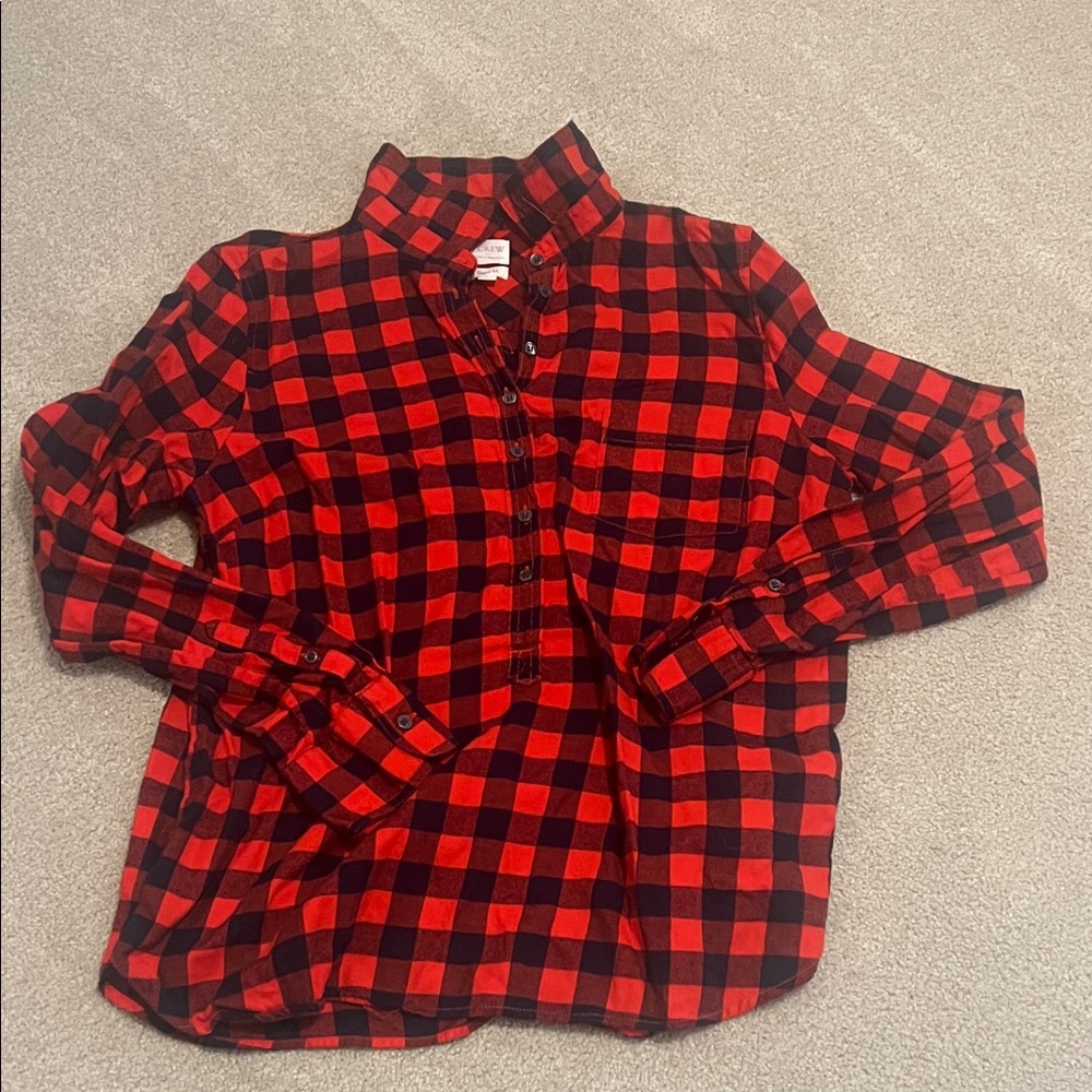 J. Crew Women’s Red and Black Plaid Button Down Shirt